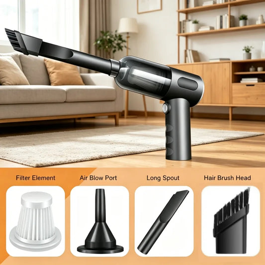 120W Cordless Handheld Vacuum – USB Rechargeable for Car & Home