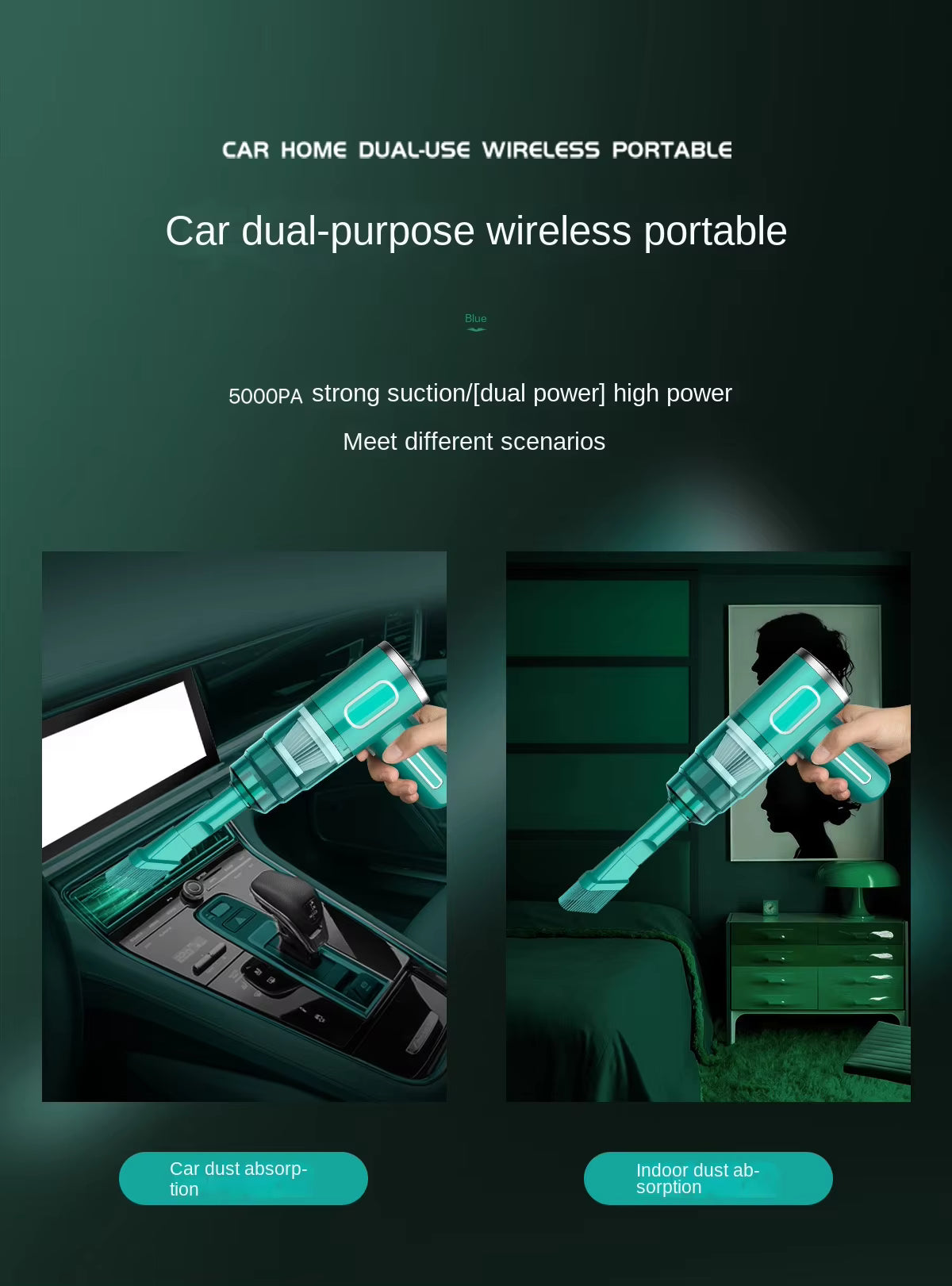 Cordless Car Vacuum – Portable Handheld USB Rechargeable