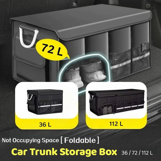 Trunk Organizer All Sizes – Foldable Car Storage Bin w/ Metal Handles