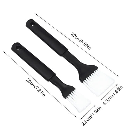2-piece black air vent brush set for car AC, windows, and dashboard detailing