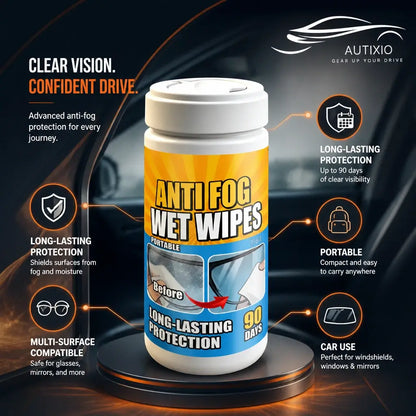 Anti-fog wet wipes canister – long-lasting 90-day protection for windshields, windows and mirrors