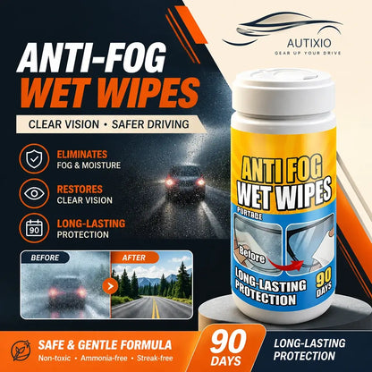 Anti-fog wet wipes eliminate fog and moisture on car glass – non-toxic ammonia-free streak-free formula