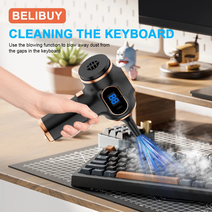 Open dustbin view for easy emptying and maintenance of BELIBUY mini vacuum