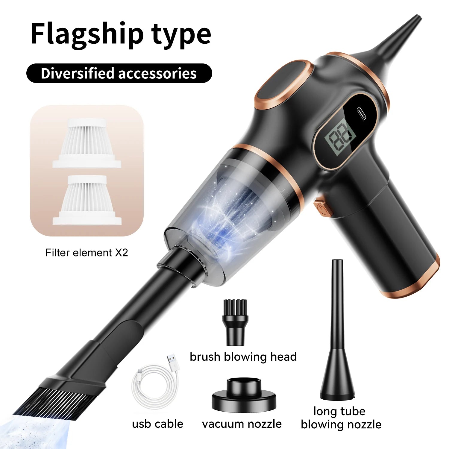 BELIBUY black mini vacuum cleaner – wireless and portable for everyday cleaning