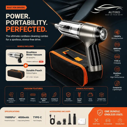 Compact Car Vacuum Cleaner – Mini Brushless Handheld 12000Pa