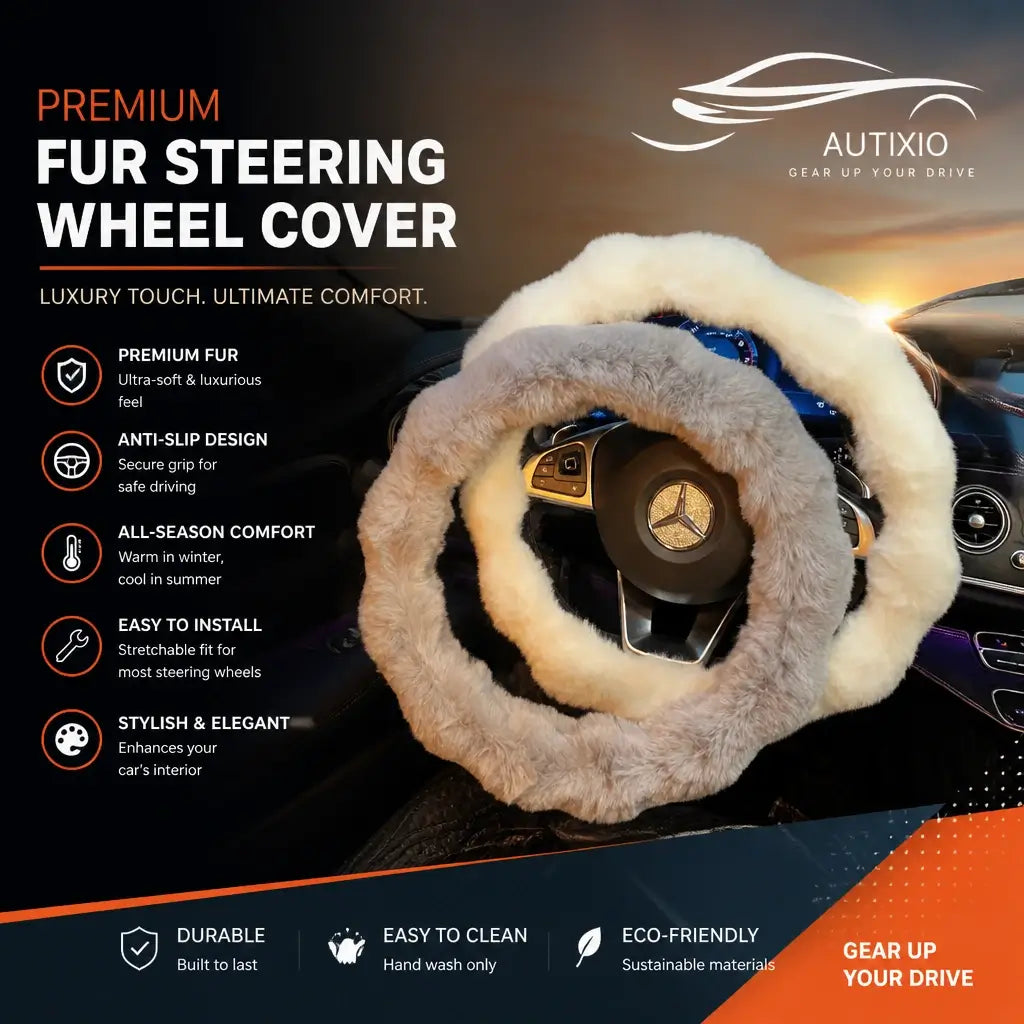 Bubble fleece fur steering wheel cover – premium anti-slip winter sleeve with soft plush material