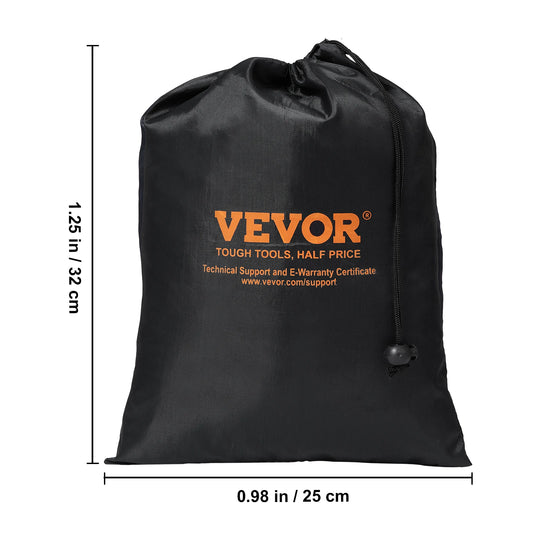 Black storage bag for bungee cord set with printed VEVOR branding and dimensions 25cm by 32cm