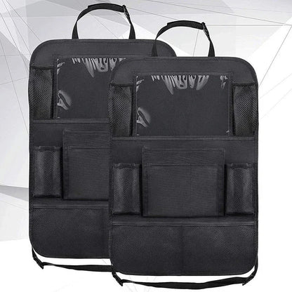 Complete package of car back seat organizer with tablet holder for family travel