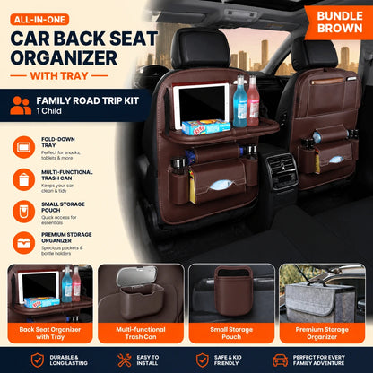 Car Back Seat Organizer with Tray – Family Road Trip Kit