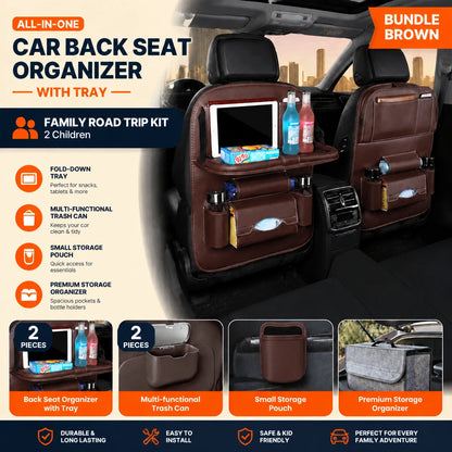 Car Back Seat Organizer with Tray – Family Road Trip Kit