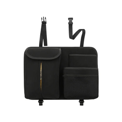 Black PU leather car seat organizer close-up detail