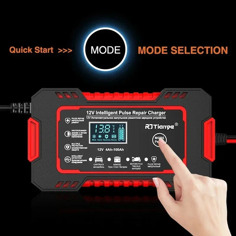 Charging and repair dual-mode screen of smart car battery charger