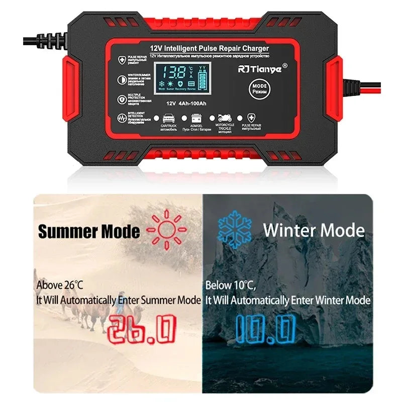 Car battery charger winter and summer modes