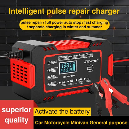 Smart battery charger repair mode detail – revives old or damaged lead-acid cells