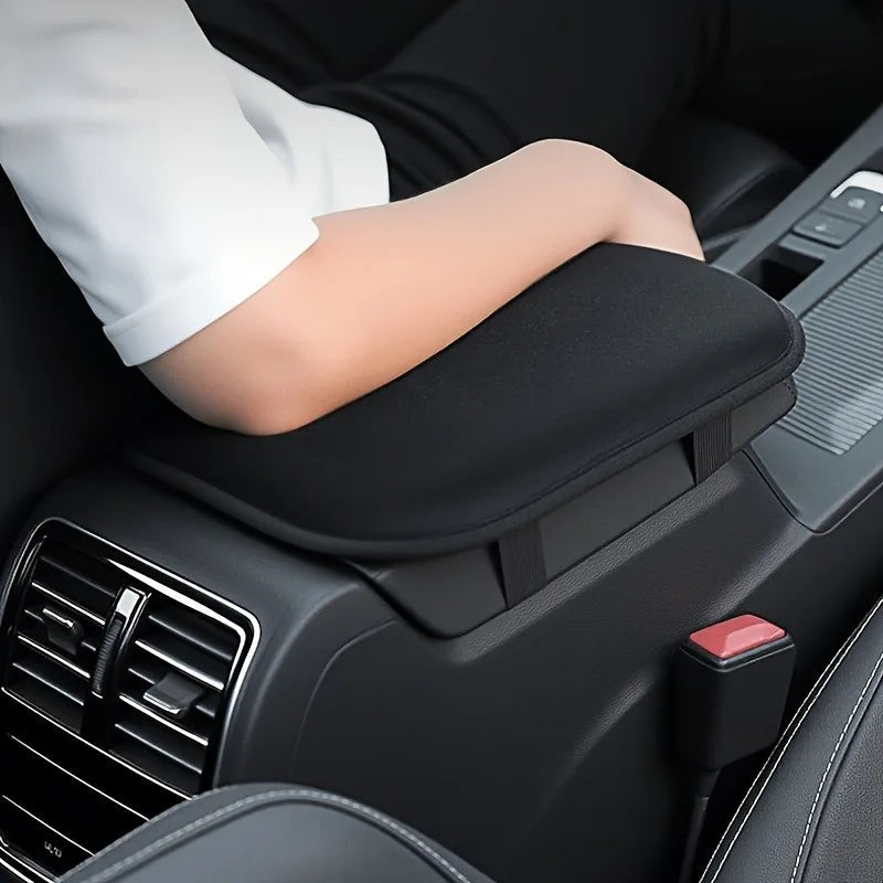 Black plush fabric car center console armrest cover pad