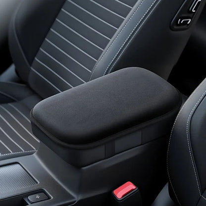 Front display of plush center console armrest cover pad