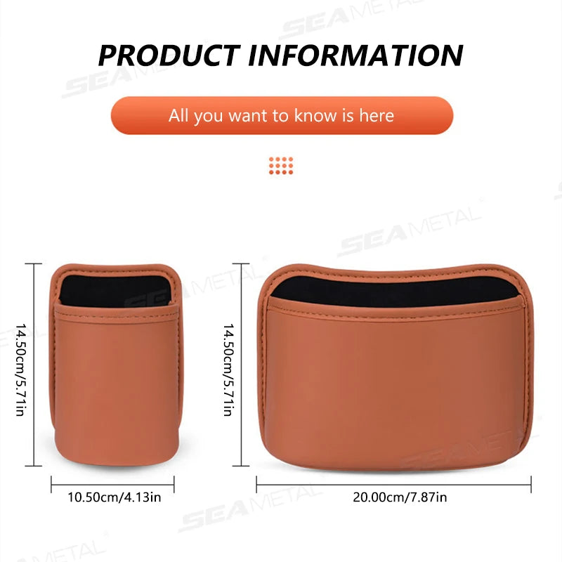 Car door cup holder and organizer size dimensions: small 4.13in wide, large 7.87in wide