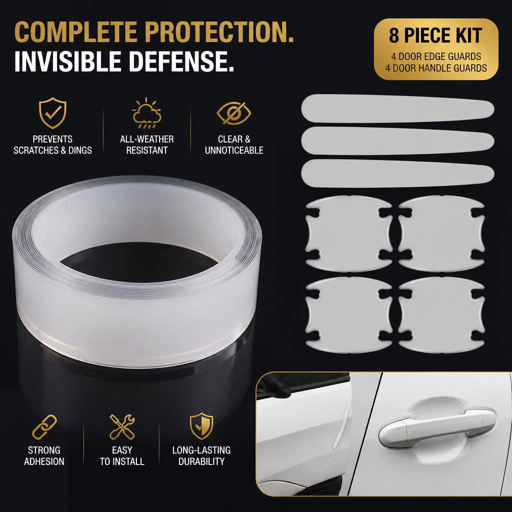 Car Door Edge & Handle Protection Kit – Clear Guards for 1 Door