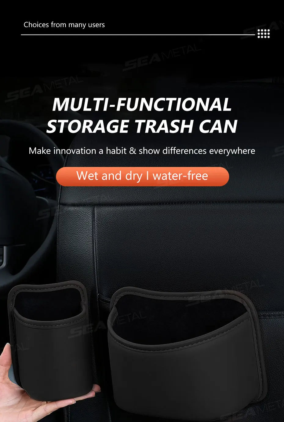 PU leather car door organizer multi-functional as storage bag and trash can
