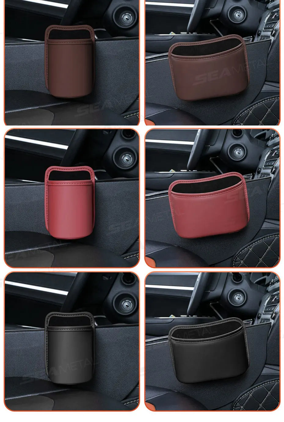 Car door organizer product specifications: Black Red Brown colors, leather velvet material