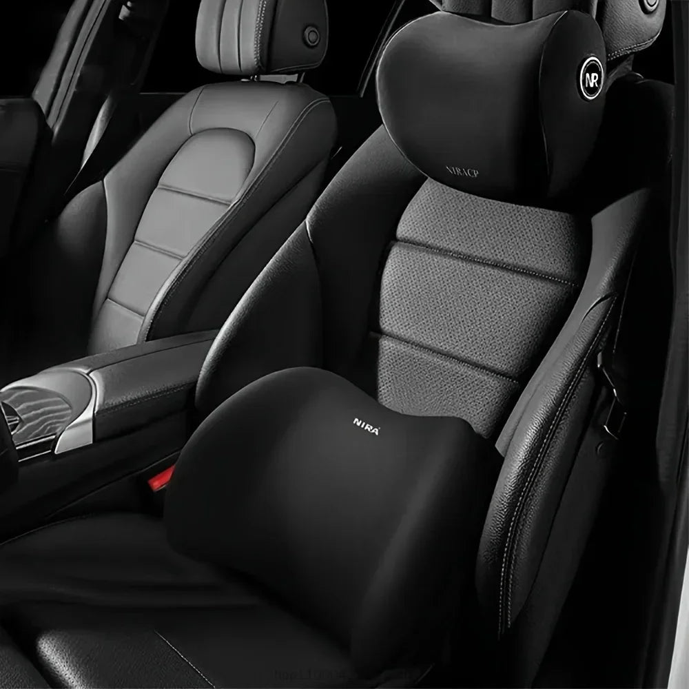 Black car lumbar support cushion
