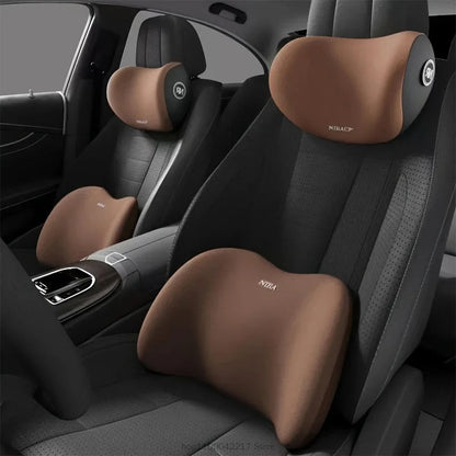 Brown car lumbar support cushion