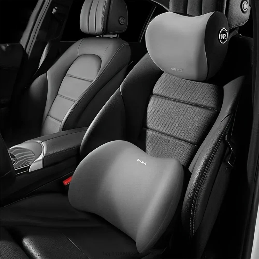 Grey car lumbar support cushion
