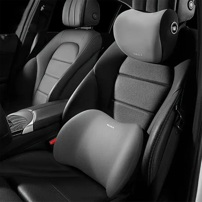 Grey car lumbar support cushion