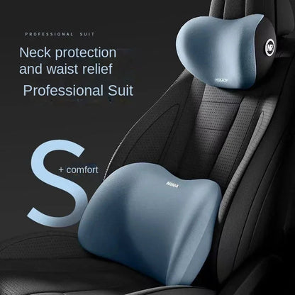 Headrest view of car lumbar support cushion