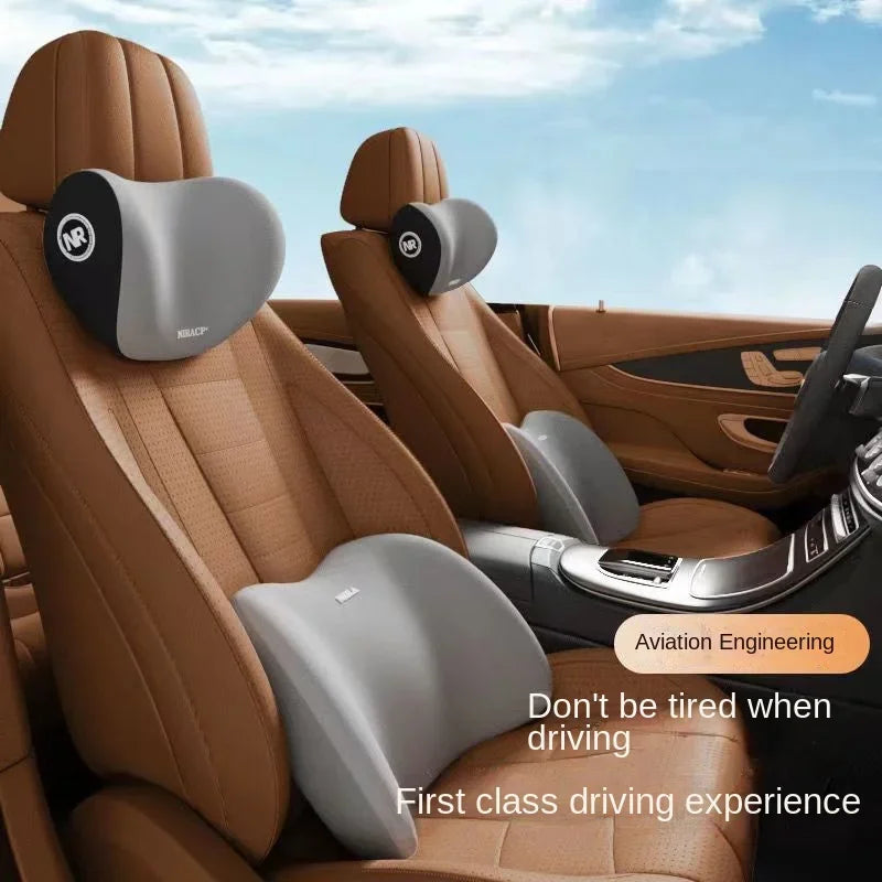 Car lumbar support cushion headrest waist full set