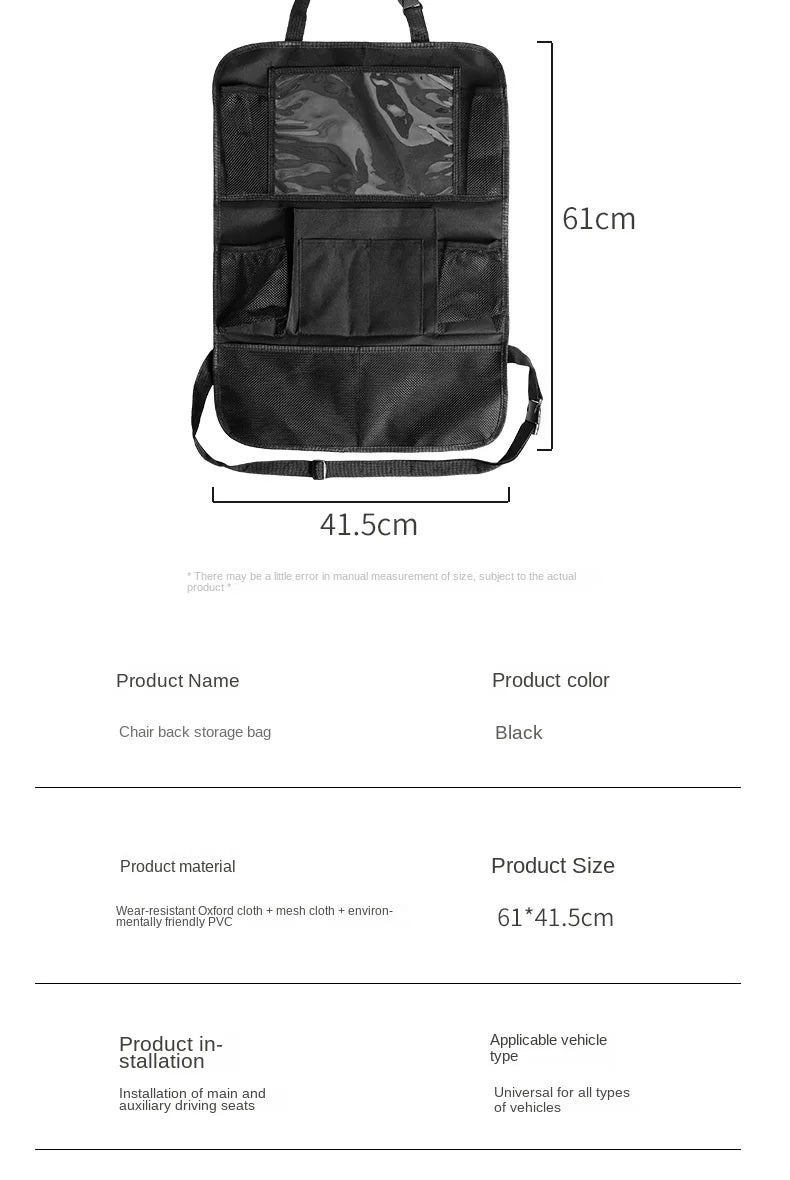 Full coverage car seat back cover protector with tablet holder