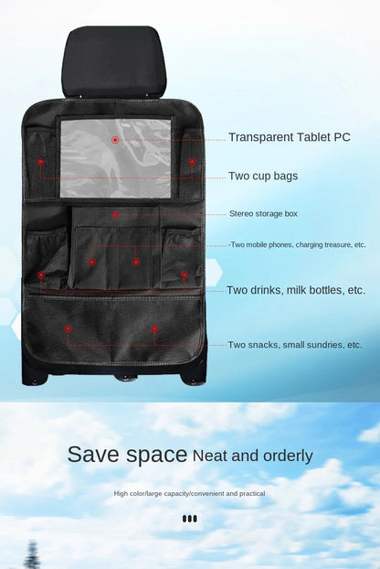 Storage pocket layout and organization system on back cover