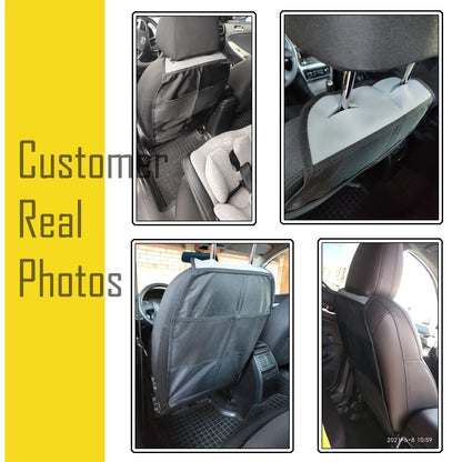 Customer-installed car seat back protectors shown in various vehicle interiors
