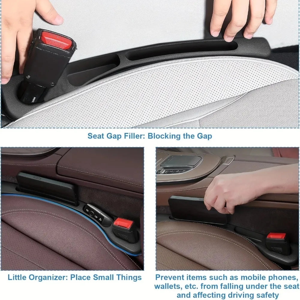 Car seat gap filler feature: blocking gap and storing small items