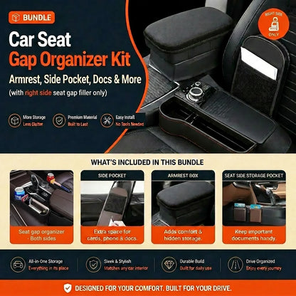 Car Seat Gap Organizer Kit – Armrest, Side Pocket & Docs