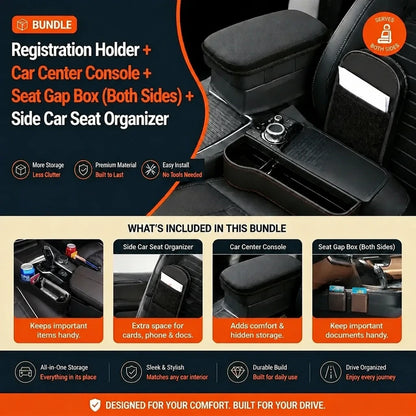 Car Seat Gap Organizer Kit – Armrest, Side Pocket & Docs