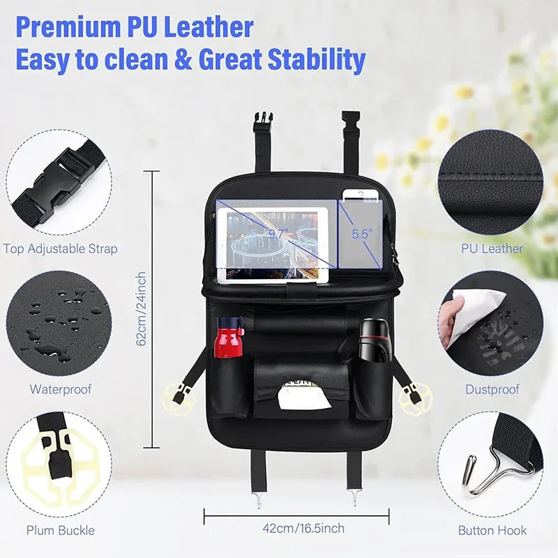 Fully assembled car seat tray table ready for use in vehicle