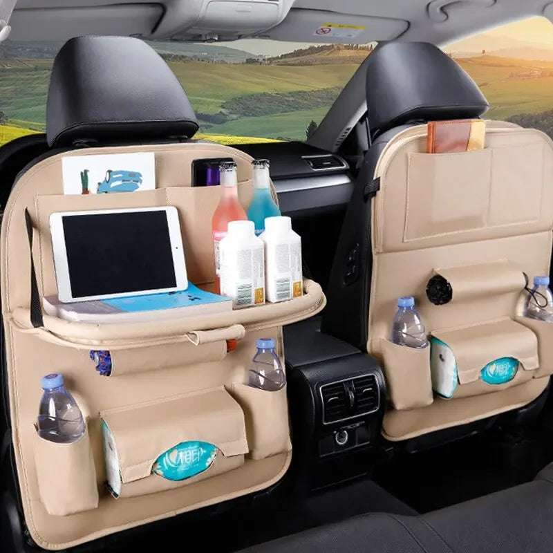 Compact storage mode of foldable car seat tray table