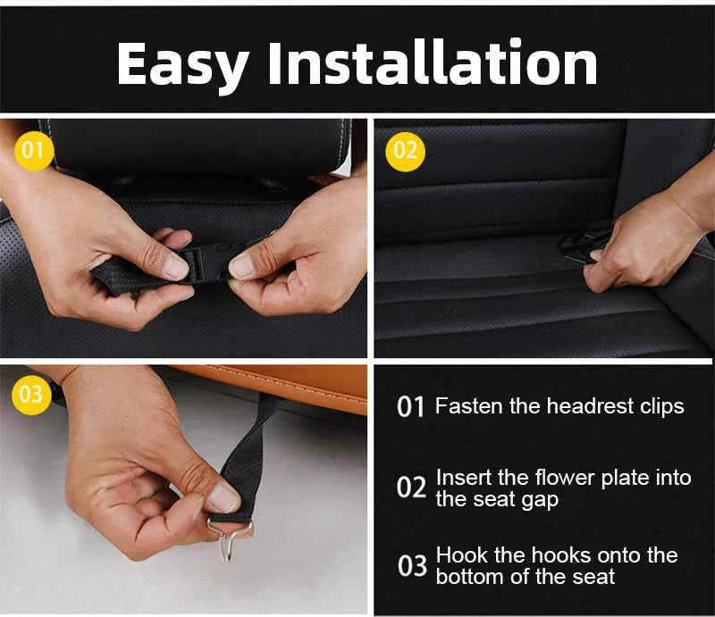 Installation instructions and mounting points for car seat tray table