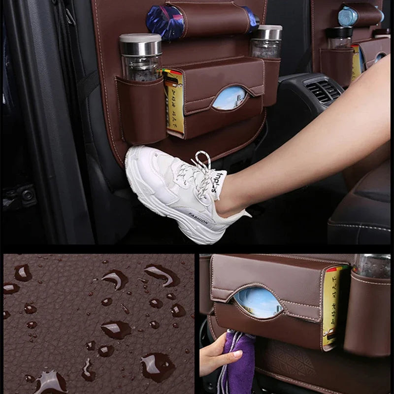 Kick mat feature on car seat tray table for child protection