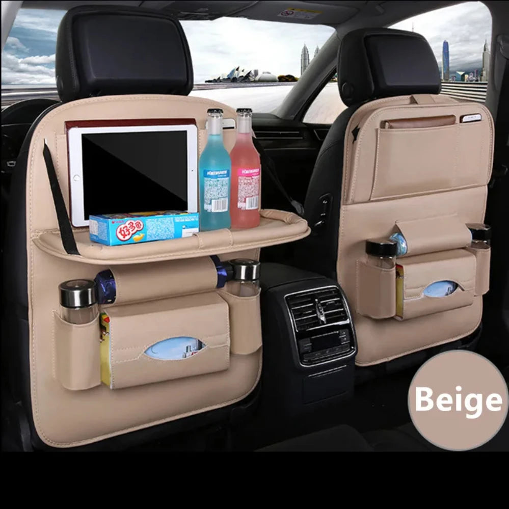 Side profile of foldable tray table organizer with kick mat