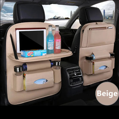 Side profile of foldable tray table organizer with kick mat