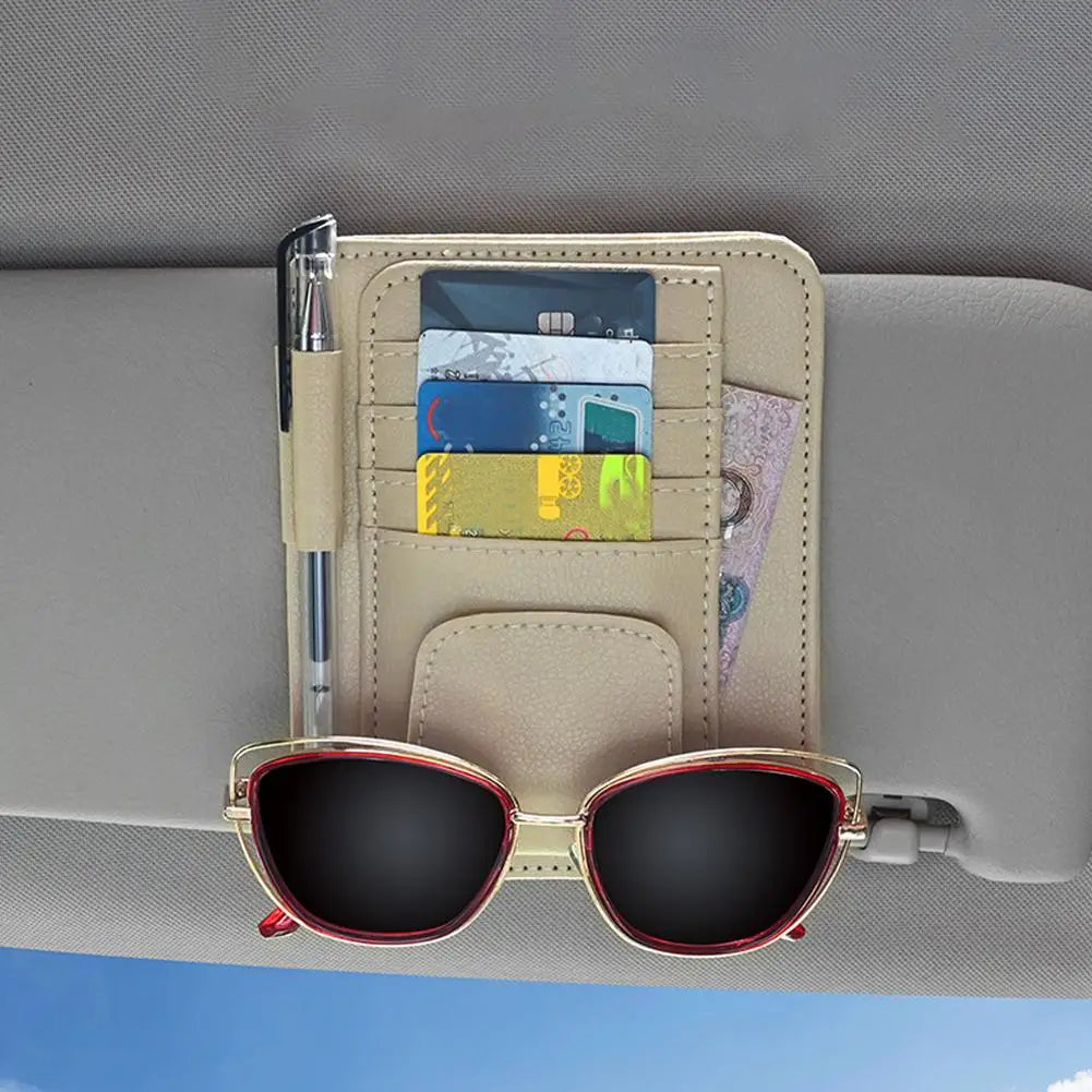 Premium leather material on car sun visor organizer
