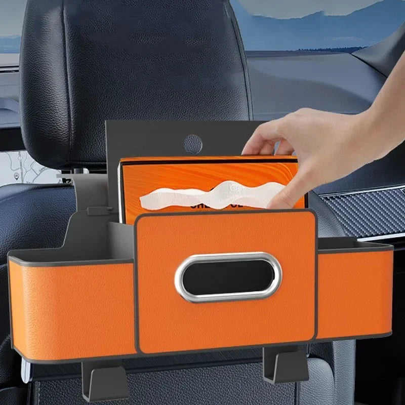 Full assembly of tissue box holder with cup holder and hanging hook