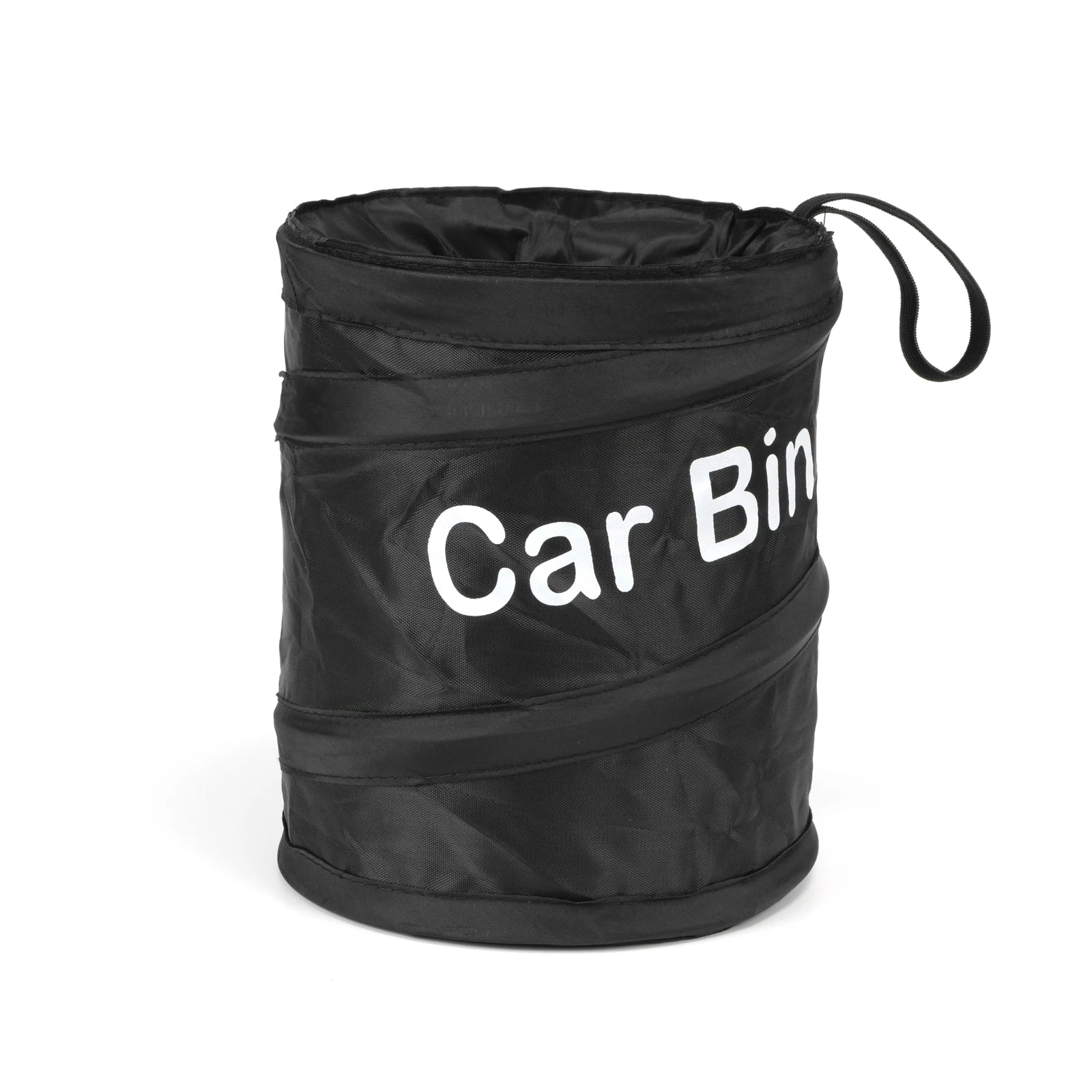 Foldable black car trash can with waterproof interior – compact and pop-up design