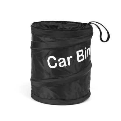 Foldable black car trash can with waterproof interior – compact and pop-up design