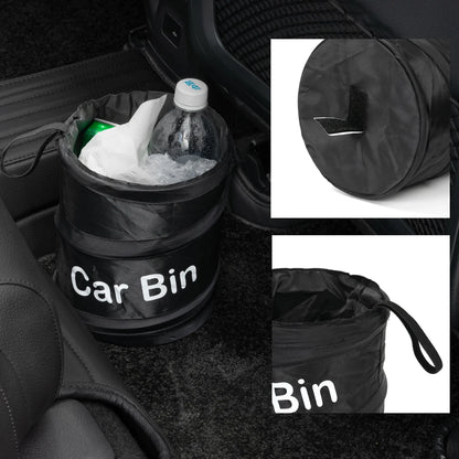Portable vehicle garbage can placed in car footwell area