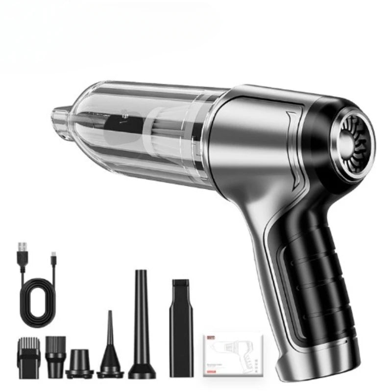 Full brushless vacuum kit including filters, nozzles, and USB charging cable