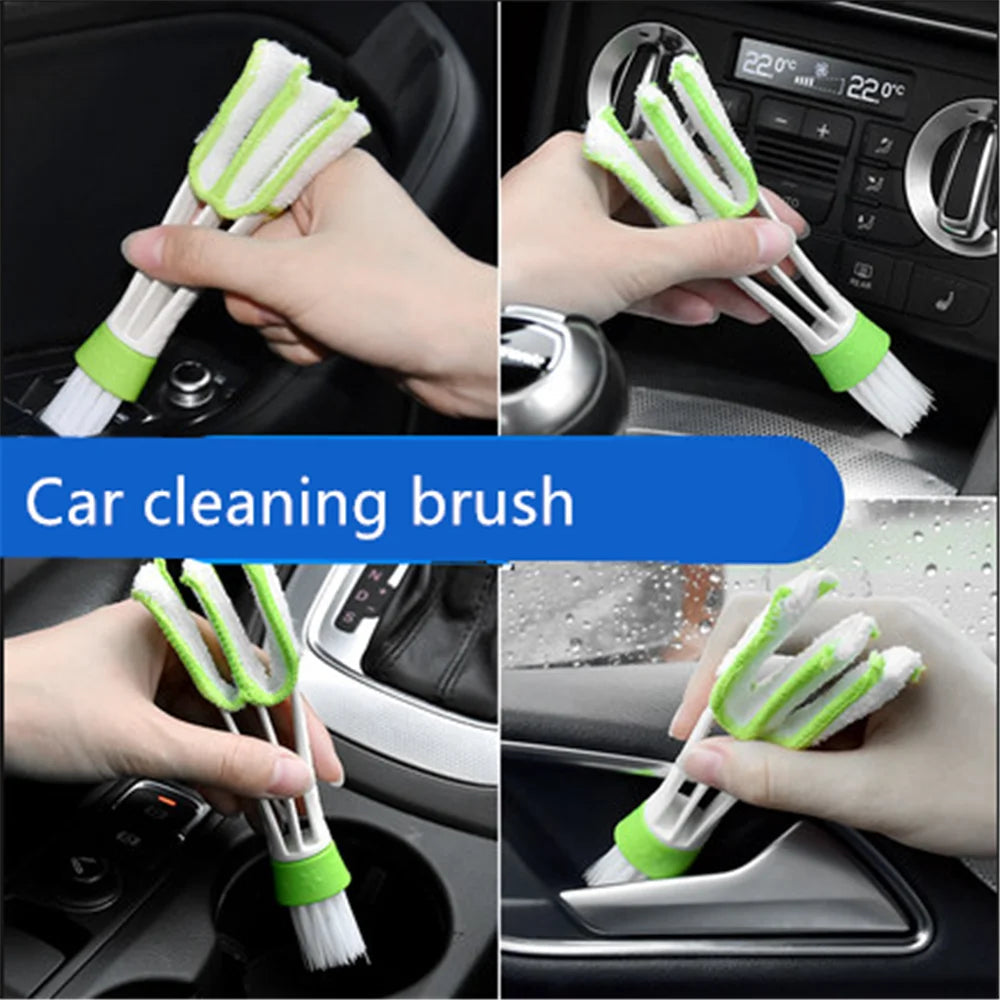 Car vent brush double-ended microfiber for AC vents and dashboard gaps