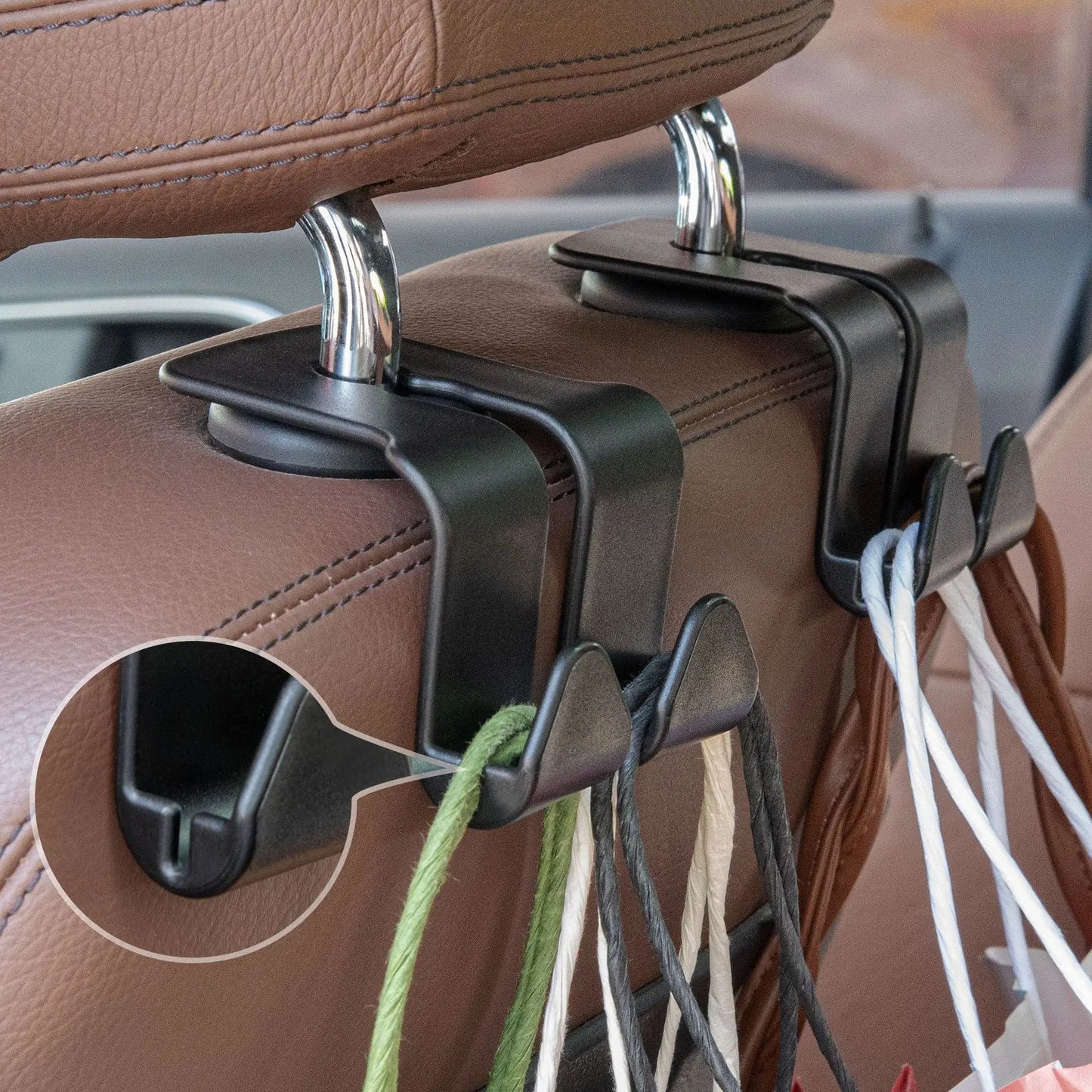 Car seat hooks interior storage solution hanging bags and accessories